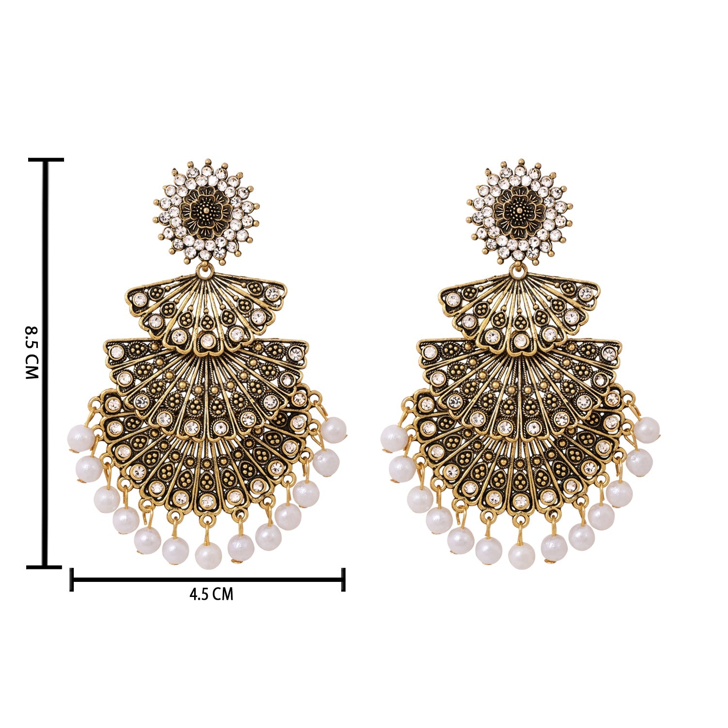 Etnico Gold Plated Kundan Traditional Designer chandbalis Earrings for Women