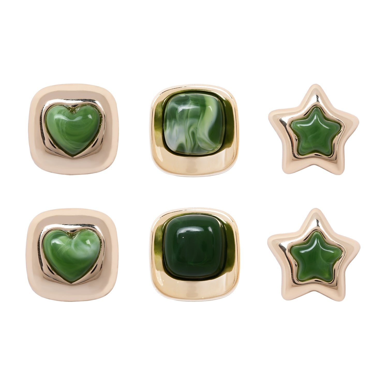 Etnico Gold Plated Latest Stylish Lightweight Modern Stud Earrings Combo Set for Women (Green)