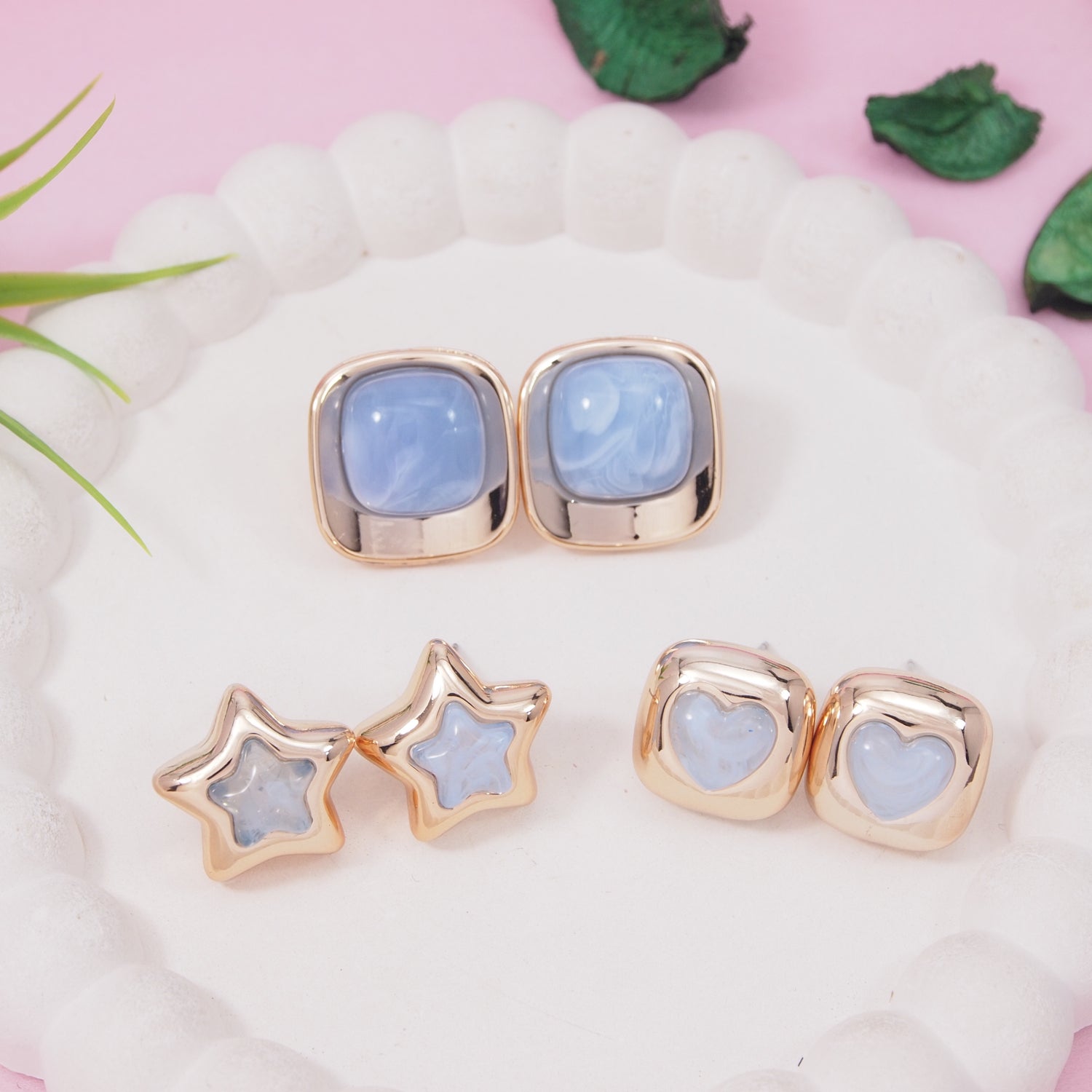 Etnico Fashion Latest Stylish Trendy Lightweight Modern Stud Earrings Combo Set for Women (Skyblue)