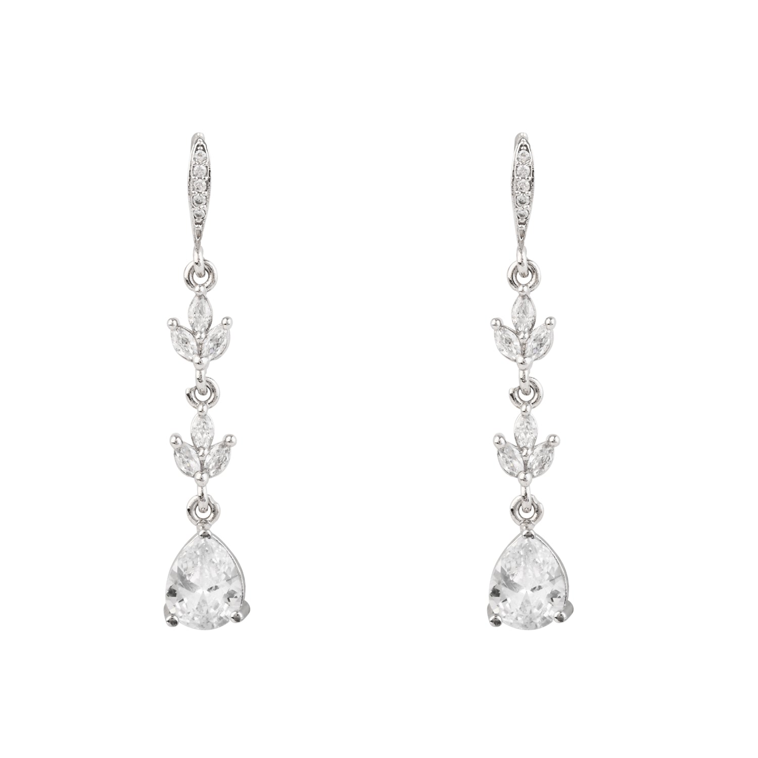 Etnico Silver Plated Cubic Zirconia American Diamond Drop Earrings for Women (E3394S)
