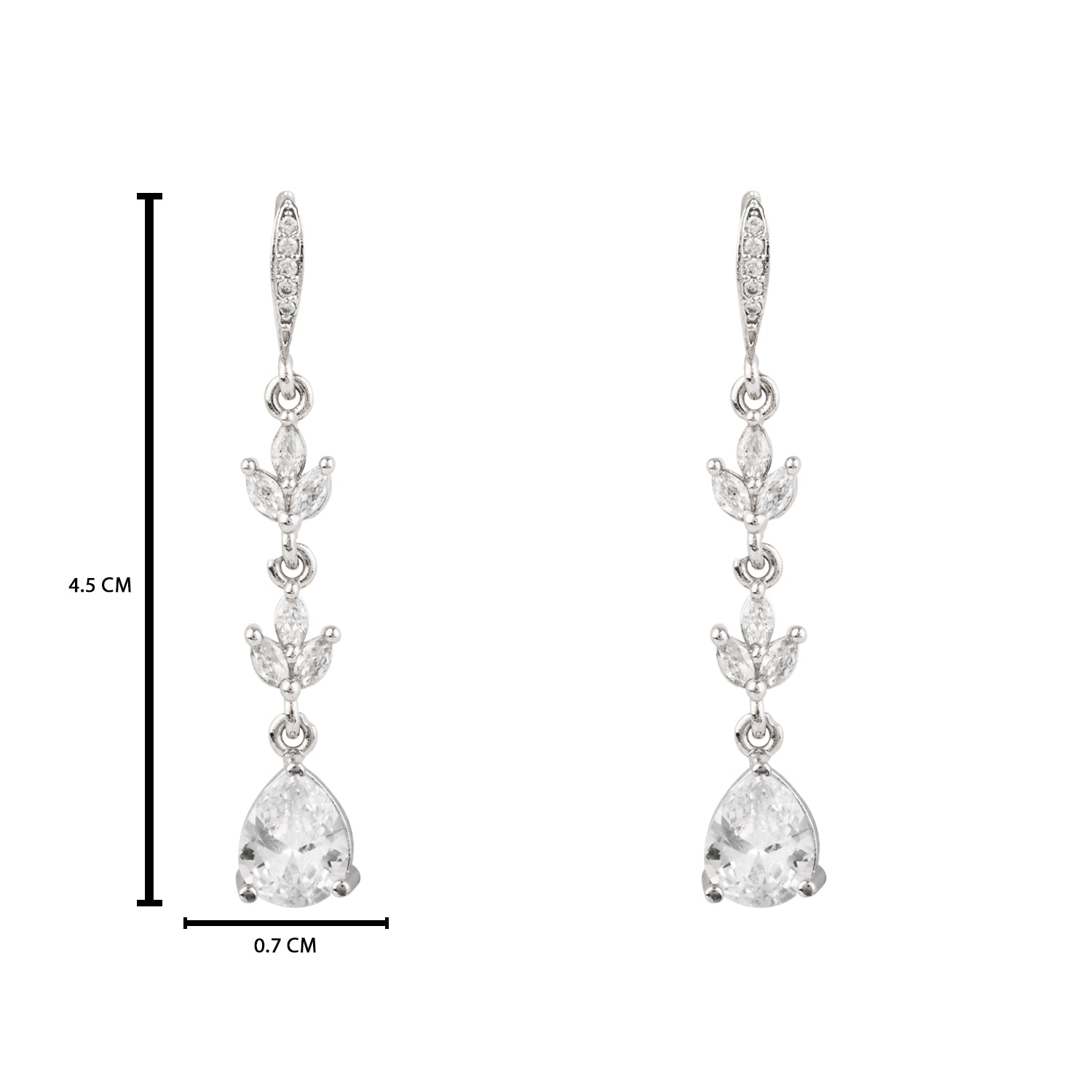 Etnico Silver Plated Cubic Zirconia American Diamond Drop Earrings for Women (E3394S)