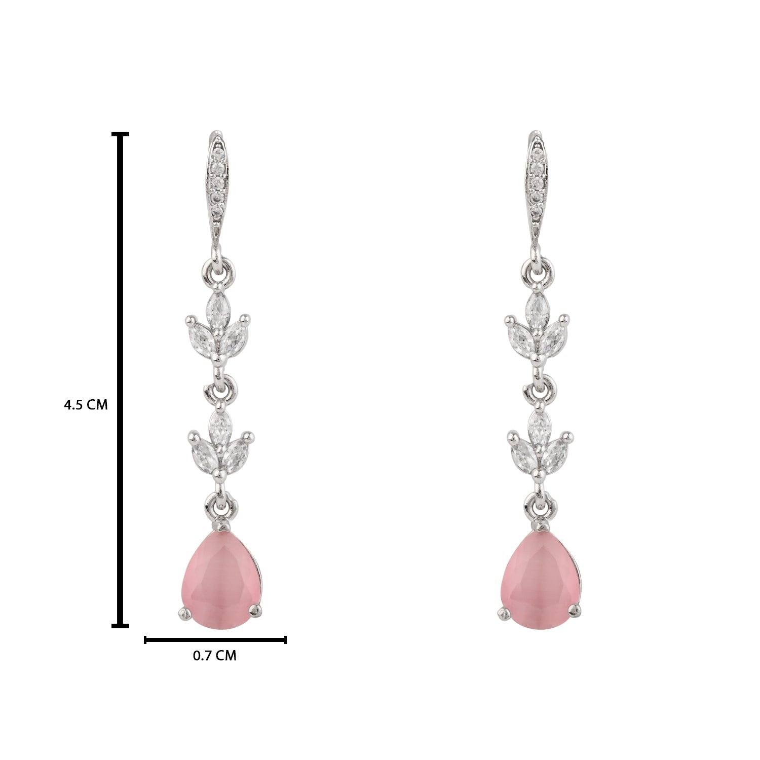 Etnico Silver Plated Cubic Zirconia American Diamond Drop Earrings for Women (E3394ZPi)