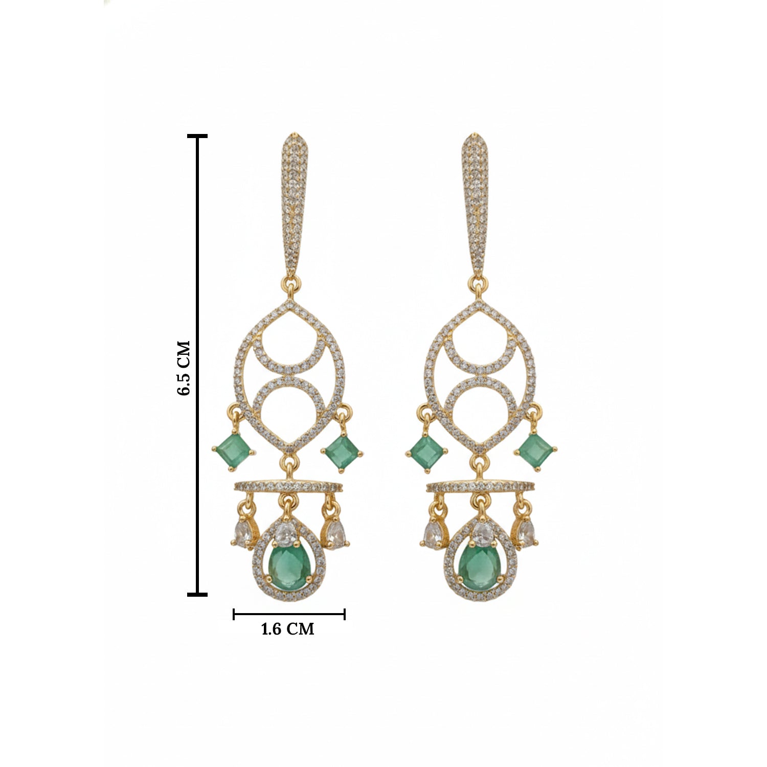 Etnico Gold Plated American Diamond Cubic Zirconia Statement Dangler Earrings