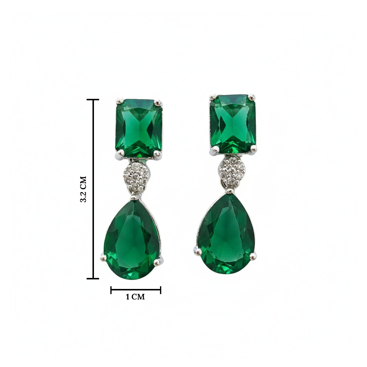Etnico Silver Plated Designer American Diamond Earrings for Women