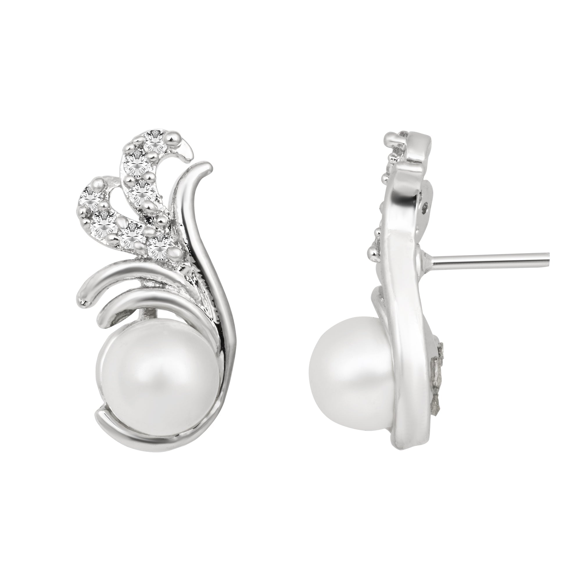 Etnico Silver Plated Special Fashion Cubic Zirconia American Diamoand Stud Earrings For Women