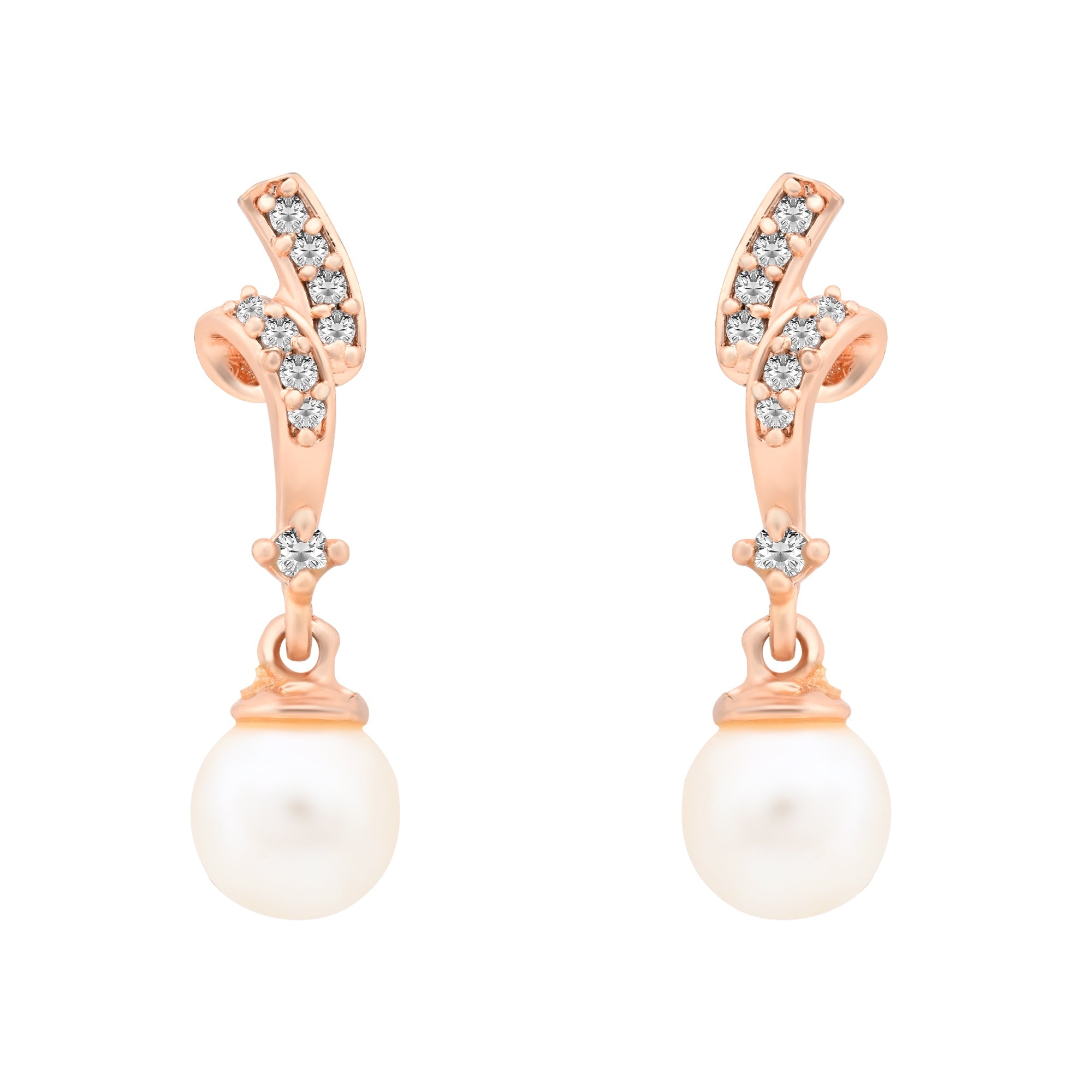 Etnico Rose Gold Plated Special Fashion Cubic Zirconia American diamond Stud Earrings For Women