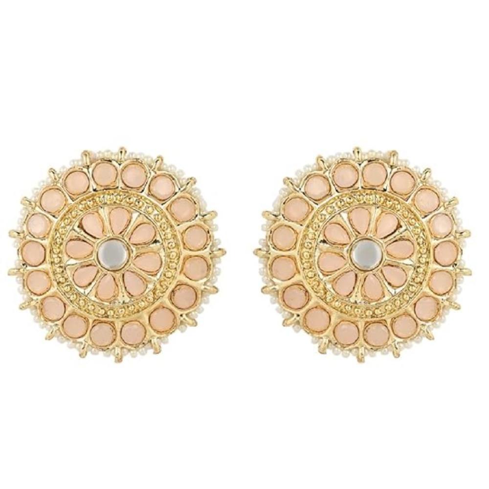 Etnico Gold Plated Traditional Kundan & Pearl Studded Earrings For Women/Girls (E7210Pe)