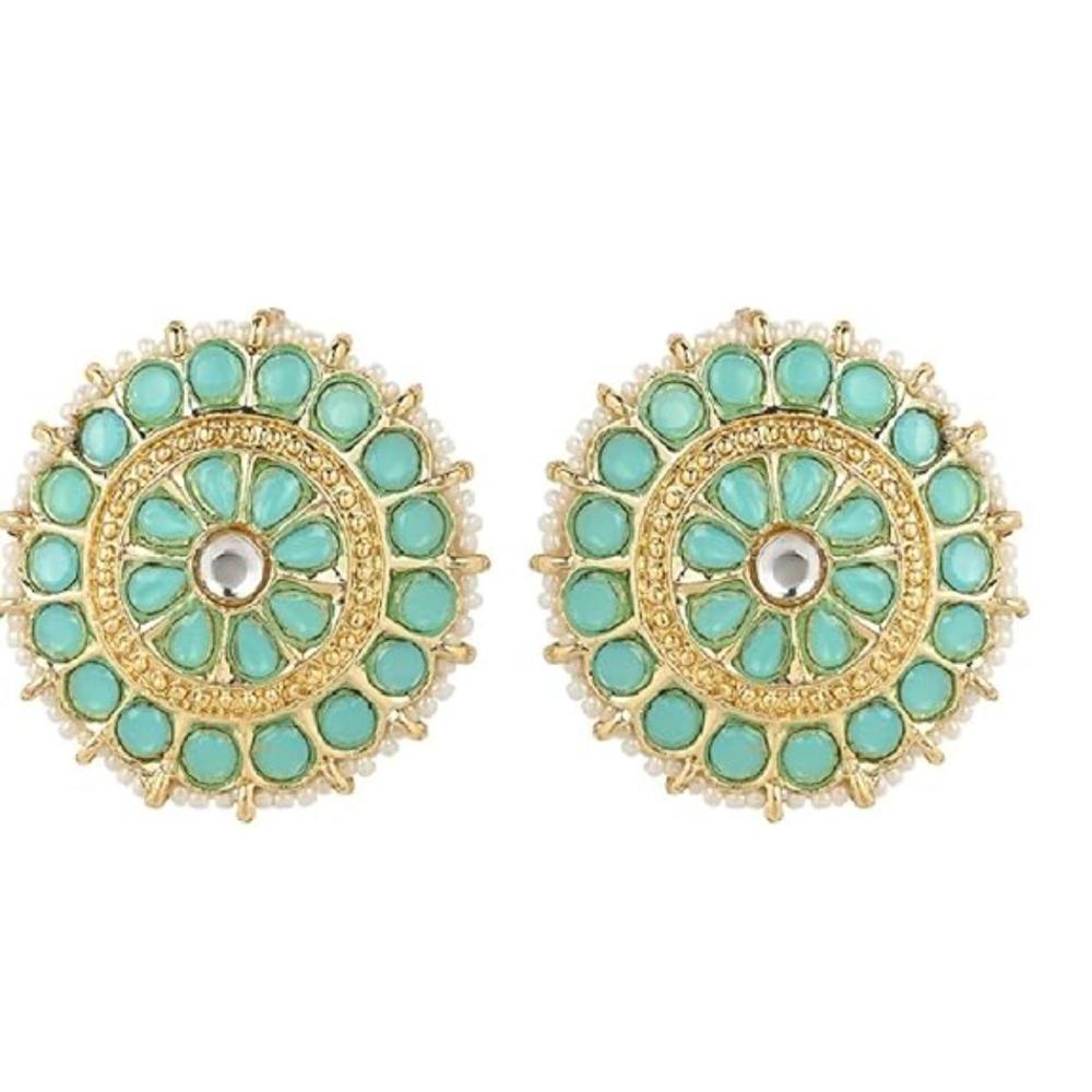 Etnico Gold Plated Traditional Kundan & Pearl Studded Earrings For Women/Girls (E7210SB)