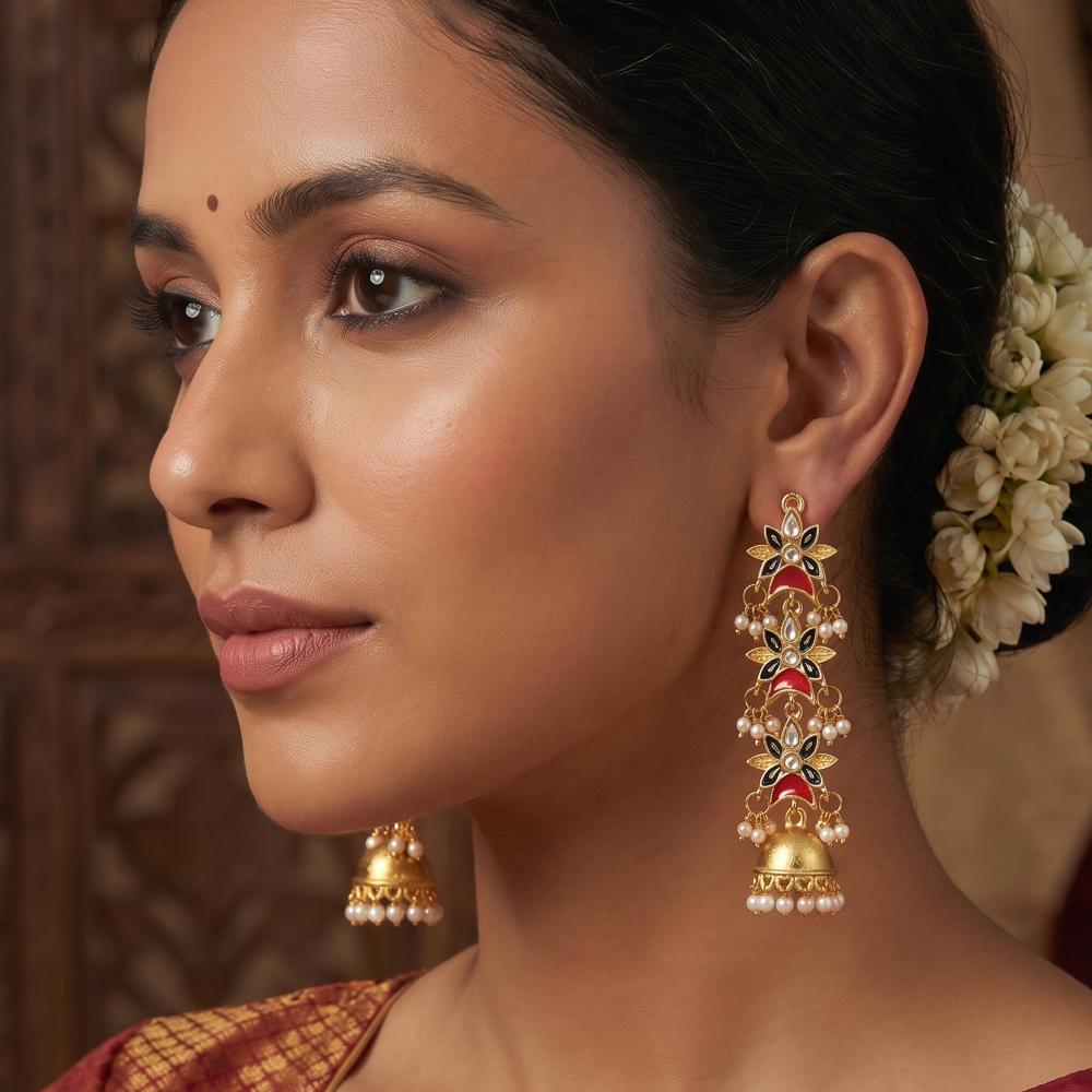 Js Fashion Antique Jewellery Beautiful Design High Gold Polish Party wear Jhumka Earrings