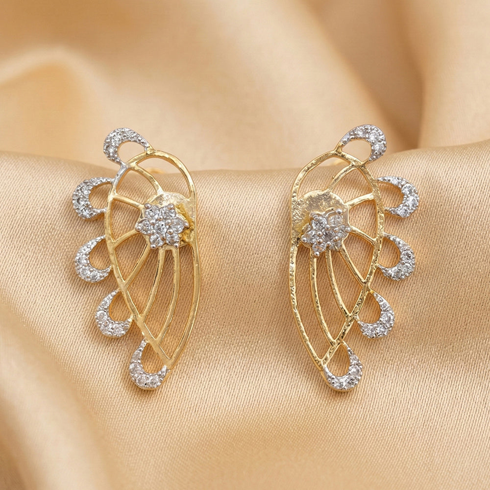 Js Fashion Full Stone Designer Wear High Gold Polish Ad Tops Studs Earrings