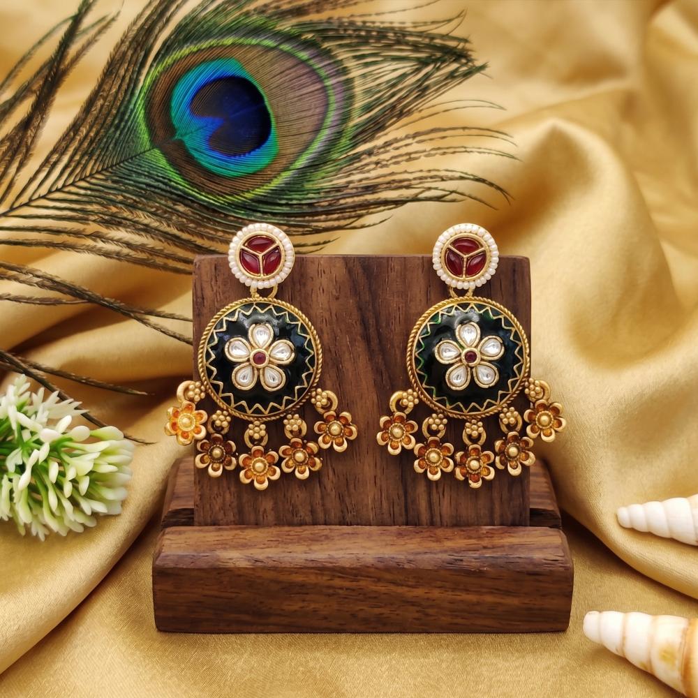 Js Fashion Design Rajwadi Polish Fancy Style Earrings