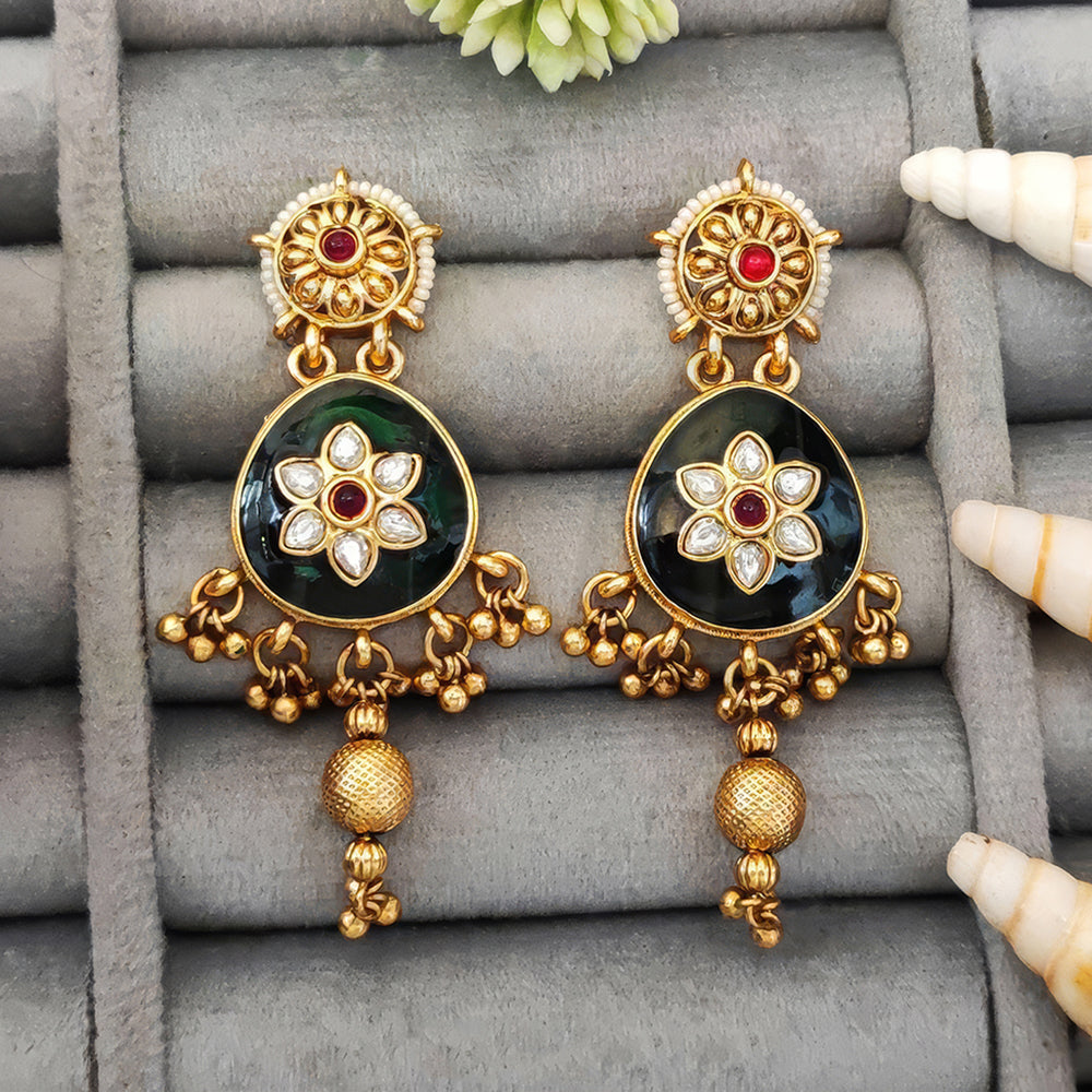 Js Fashion Designer Kemp High Gold Polish Party Wear Earrings