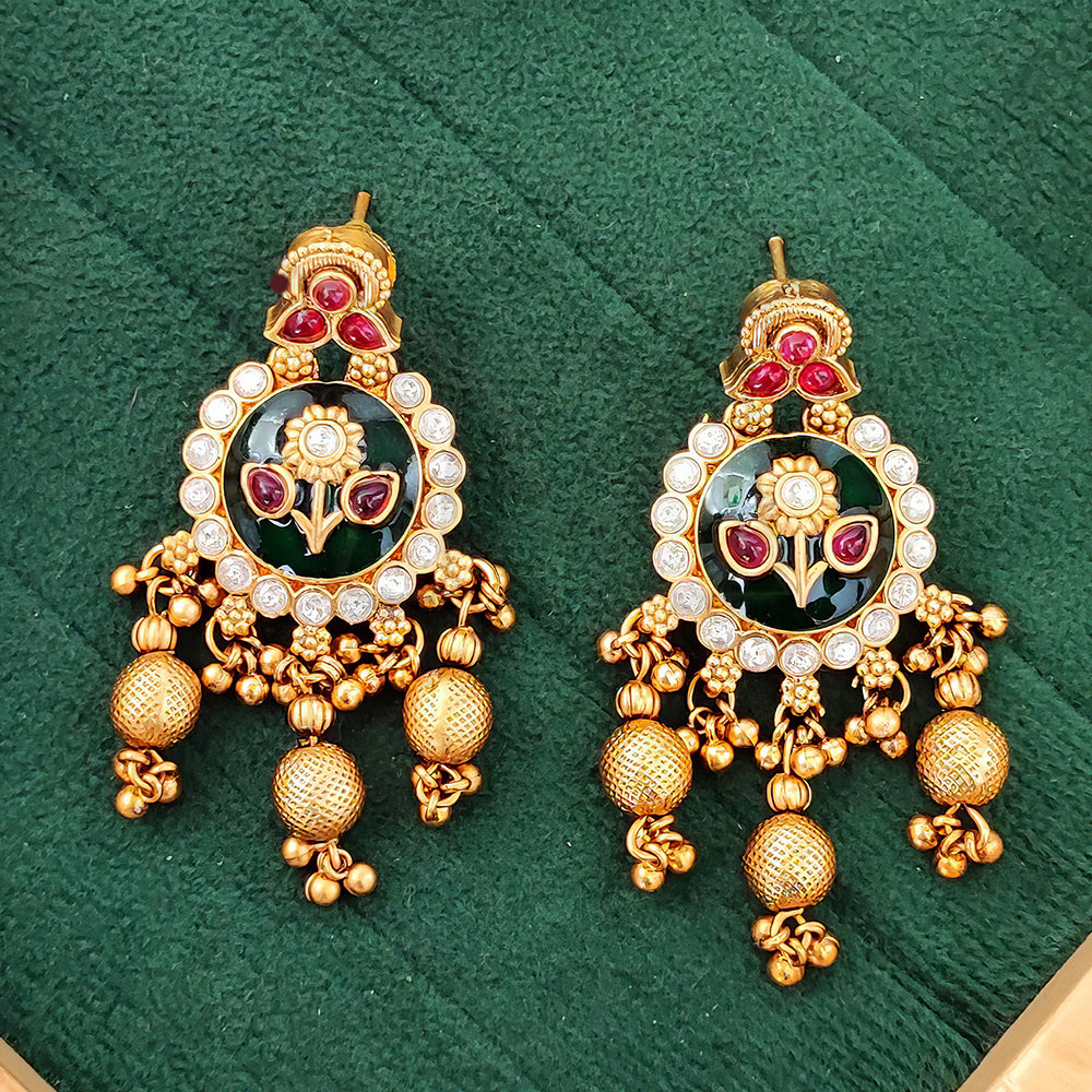 Js Fashion Rajwadi Floral Motif Designer Earrings
