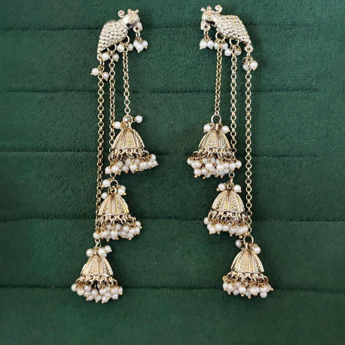 Js Fashion Designer Mehendi Pearl Jhumka Dangler Earrings