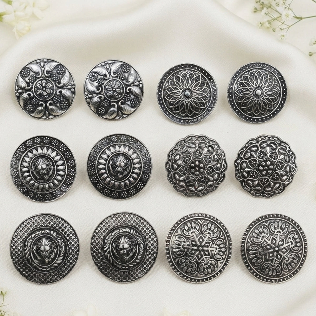 Js Fashion Pack of 3 Oxidized Silver Peacock Stud Earrings for Women