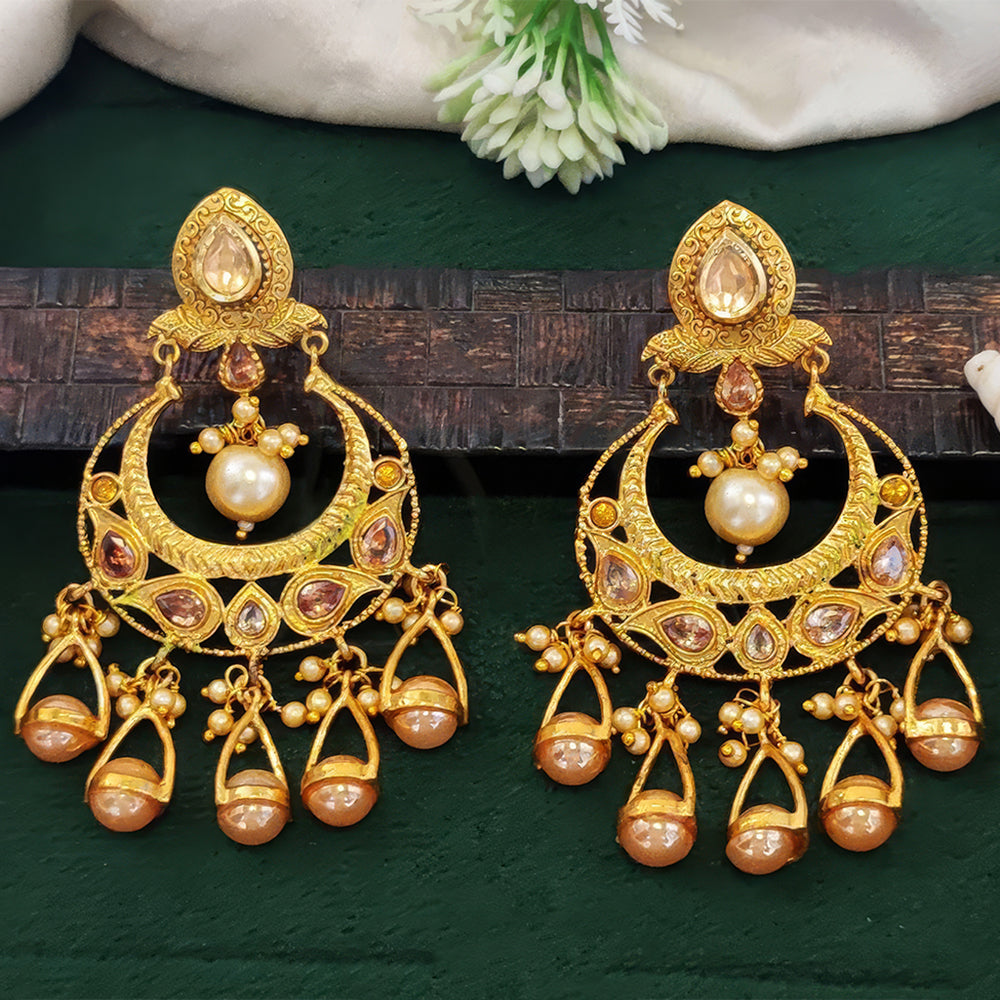 Js Fashion Chand Shape Moti Hanged Earrings