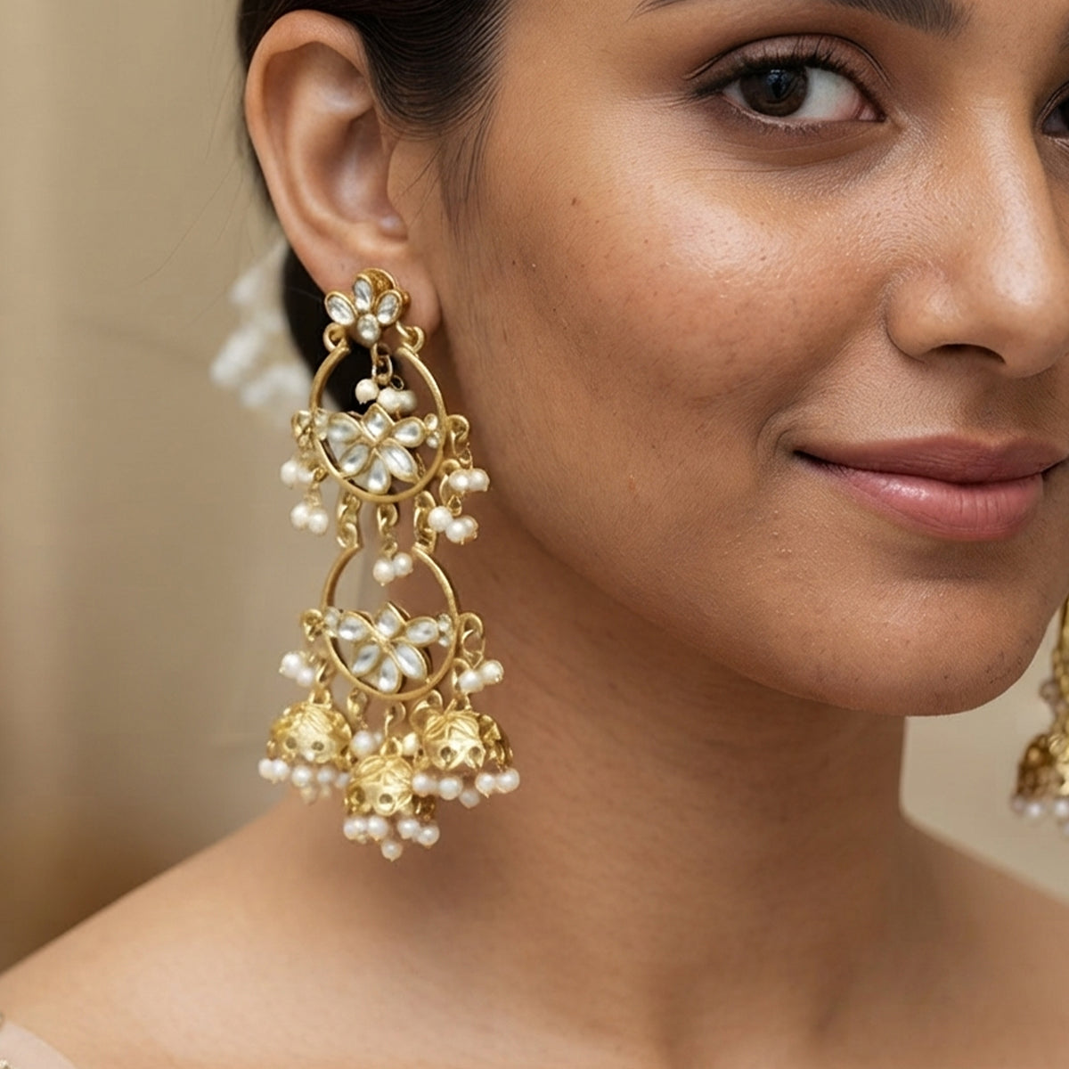 Js Fashion Double type mehandi polish antique jhumka