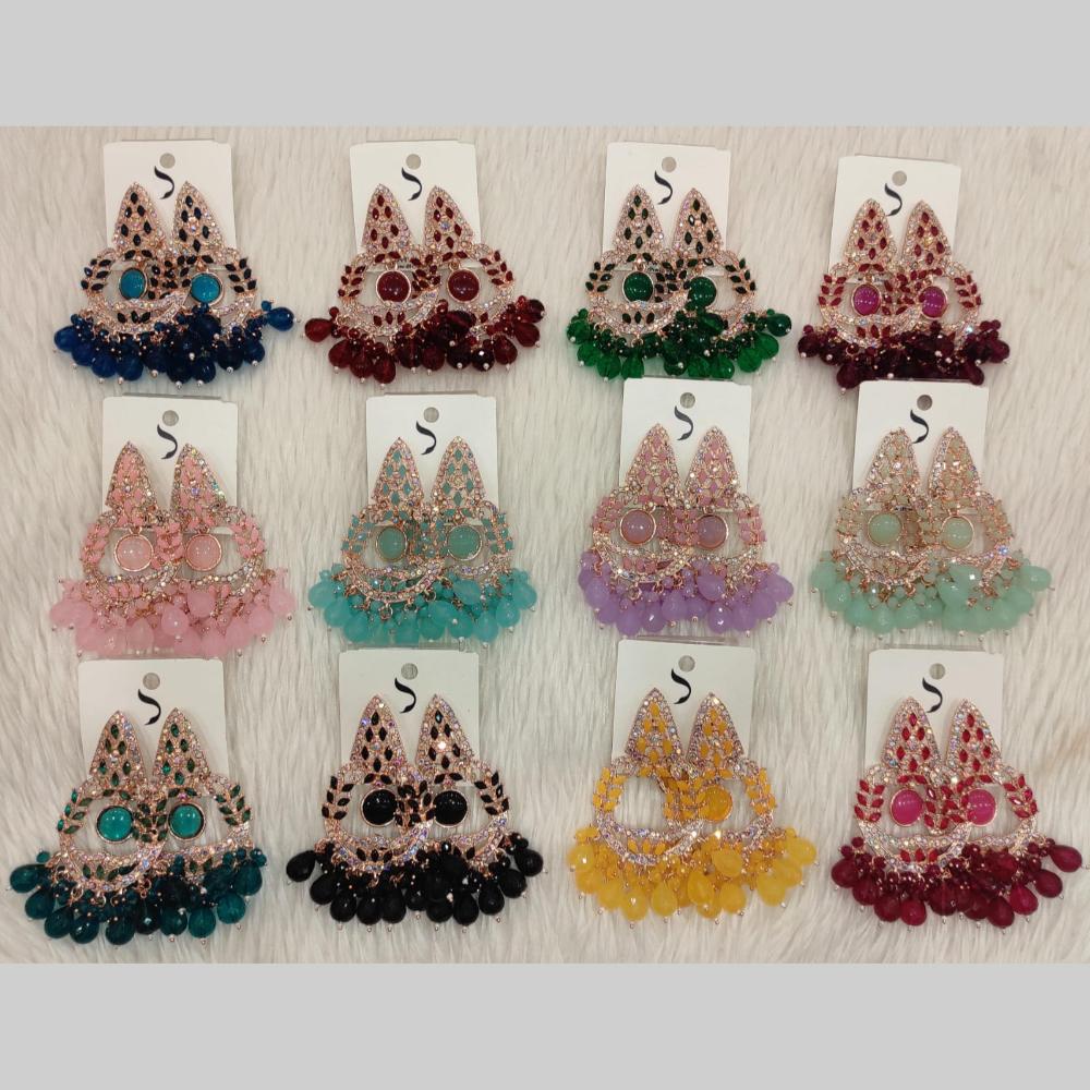 Dhwani Sparkling Austrian Stone Dangler Earrings with Beads (Pack of 12)