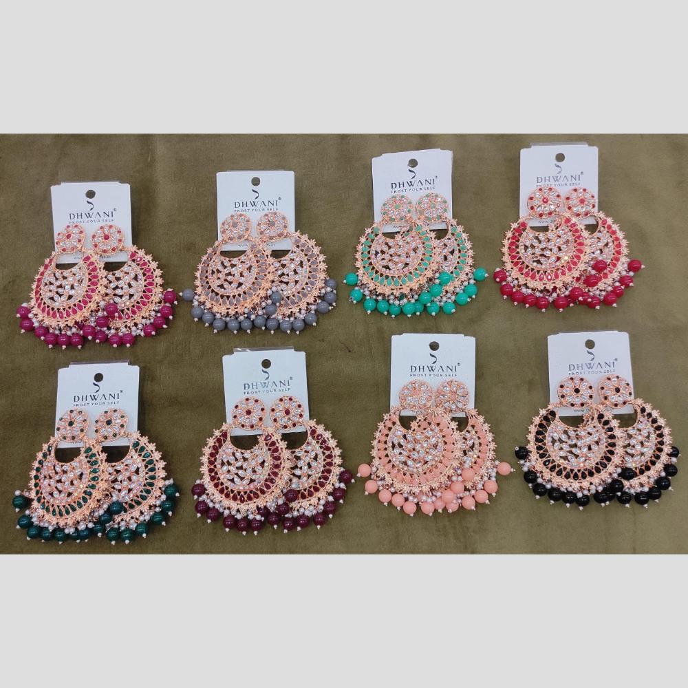 Dhwani Trendy Kundan Stone And Pearl Meenakari Dangler Earrings (Pack of 12)