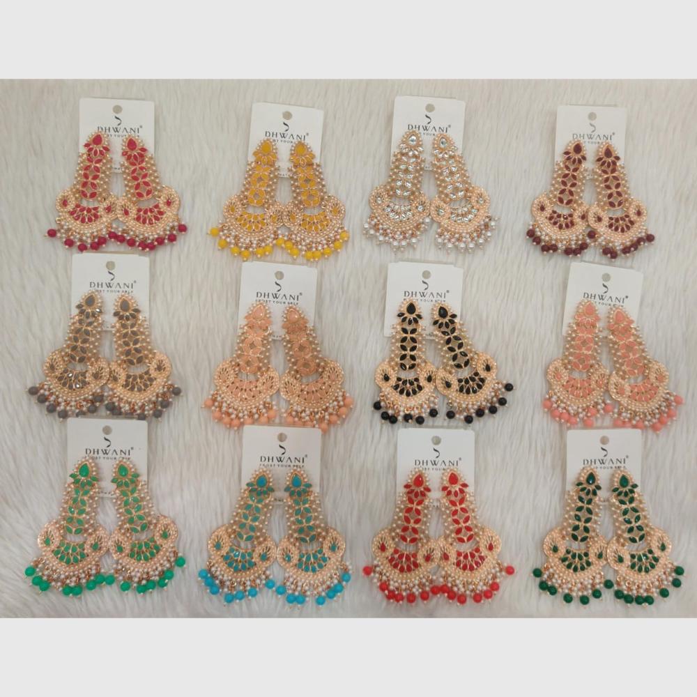 Dhwani Designer Austrian Stone And Crystal Stone Dangler Earrings (Pack of 12)