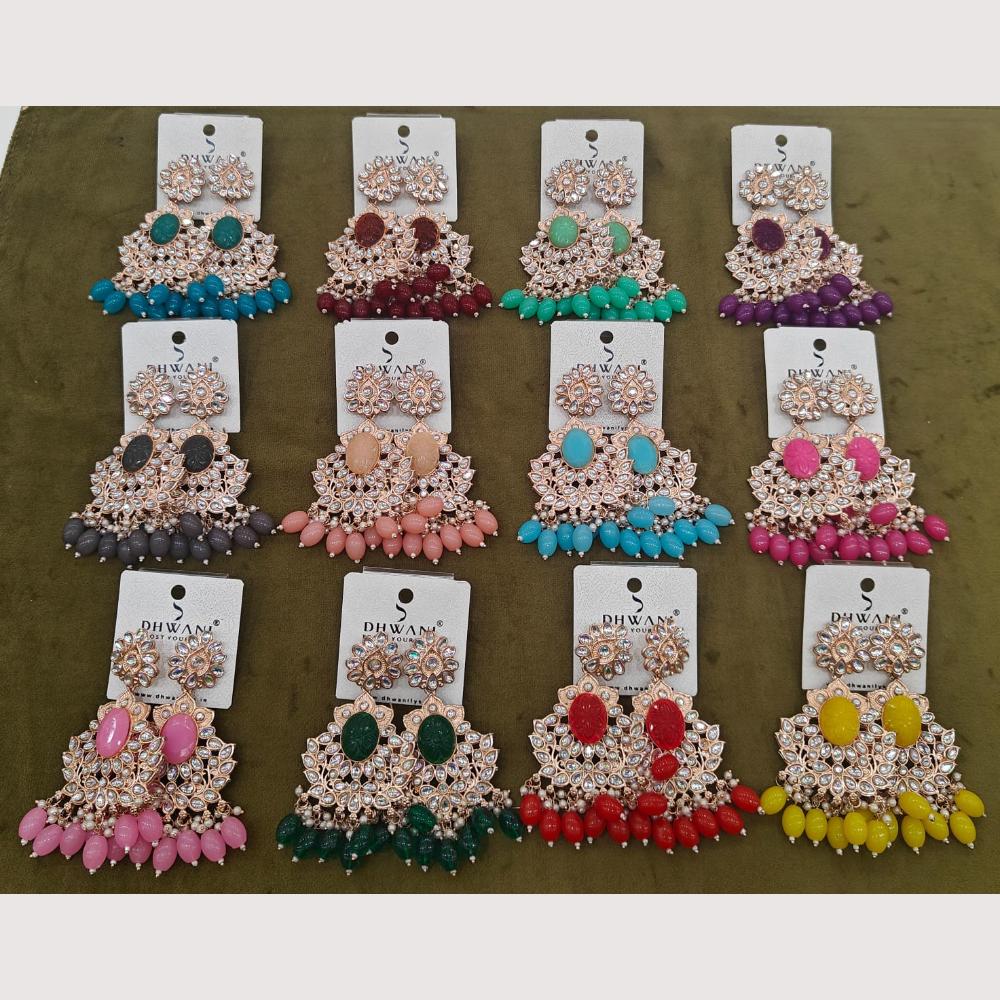 Dhwani Classic Kundan Stone And Beads Ethnic Dangler Earrings