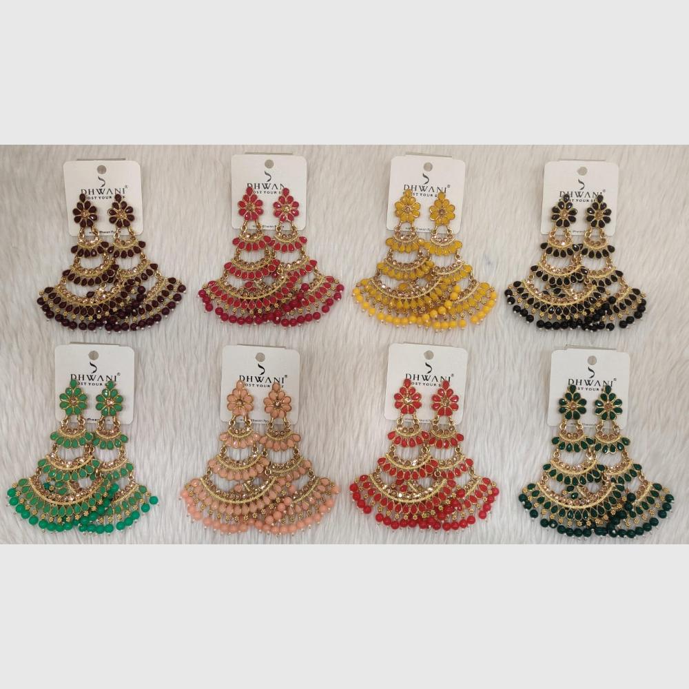 Dhwani Designer Austrian Stone And Crystal Stone Dangler Earrings (Pack of 8)