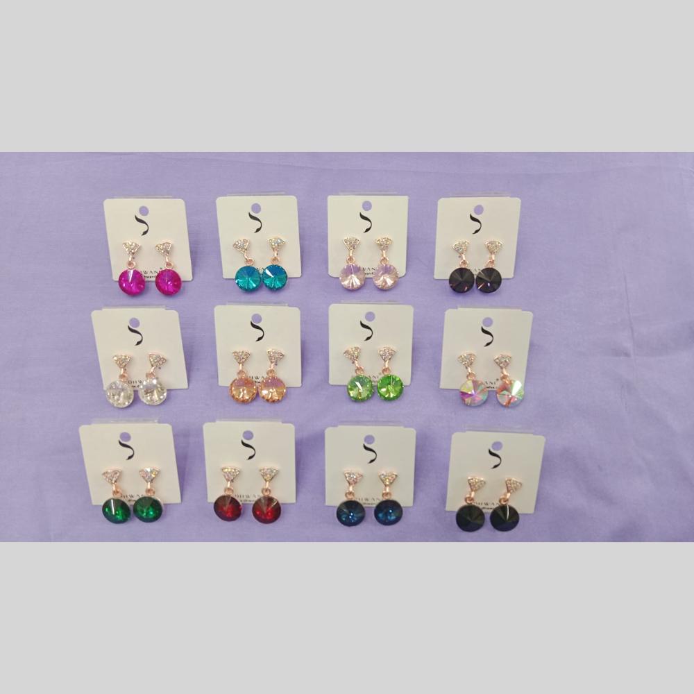Dhwani Rose Gold Plated Crystal And Austrian Stone Dangler Earrings