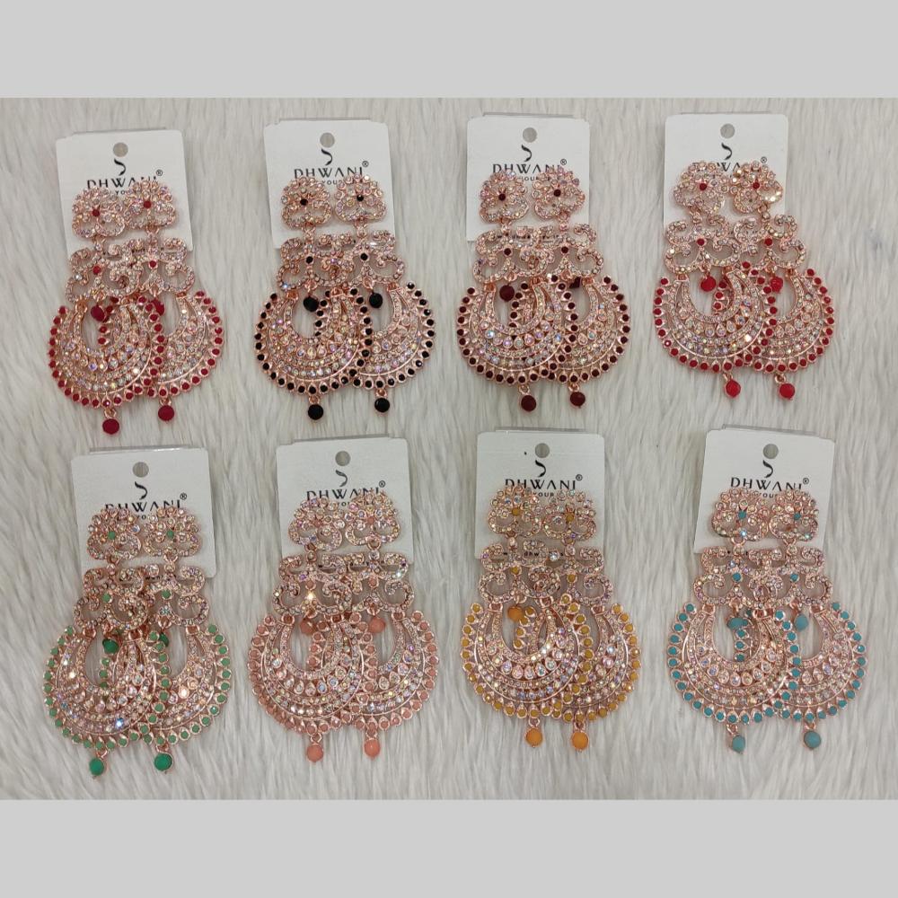 Dhwani Sparkling Austrian Stone Dangler Earrings with Beads (Pack of 8)