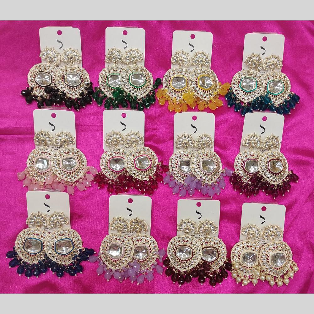 Dhwani Kundan Stone Beads Meenakari Dangler Earrings (Assorted Color)