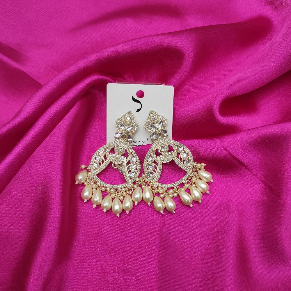 Dhwani Gold Plated Austrian Stone And Kundan Stone Beads Dangler Earrings