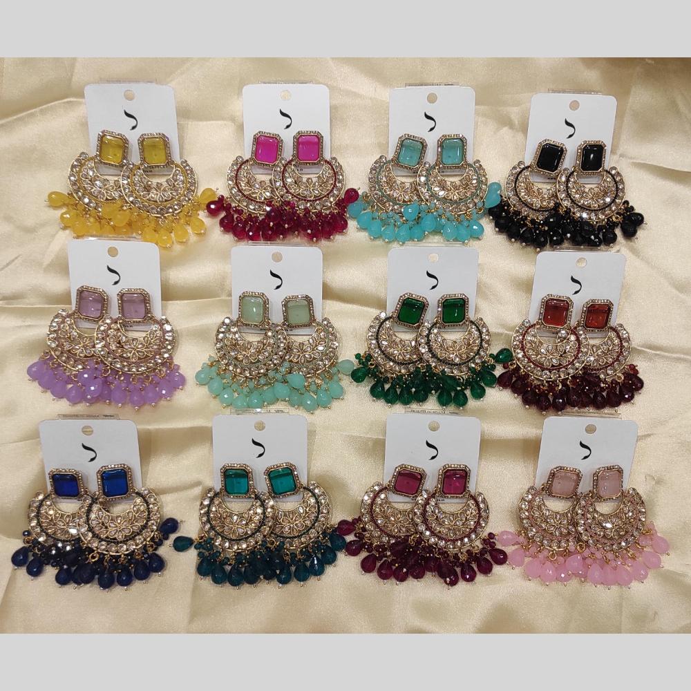 Dhwani Gold Plated Crystal Stone And Beads Dangler Earrings