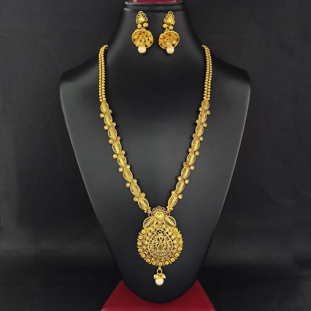 Darshana Jewels Gold Plated Brown Kundan Necklace Set - FAP0001B