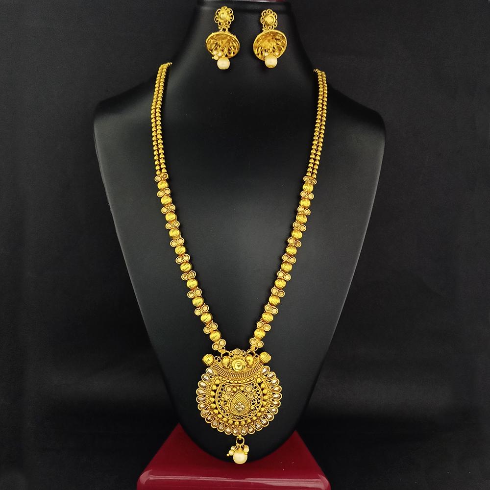 Darshana Jewels Gold Plated Brown Kundan Necklace Set - FAP0002B