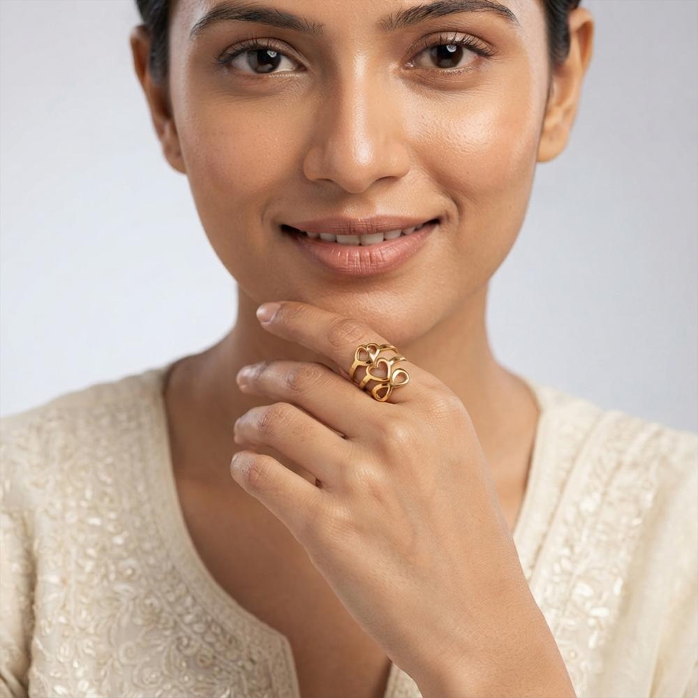 Js Fashion Anti Tarnish Elegant High Gold Love Symbol Finger Ring