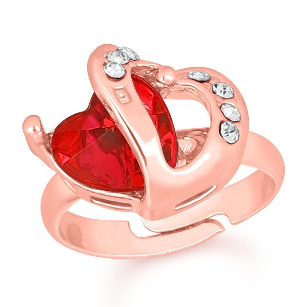 Darshana Jewels Rose Gold Plated Austrian Stone Adjustable Ring