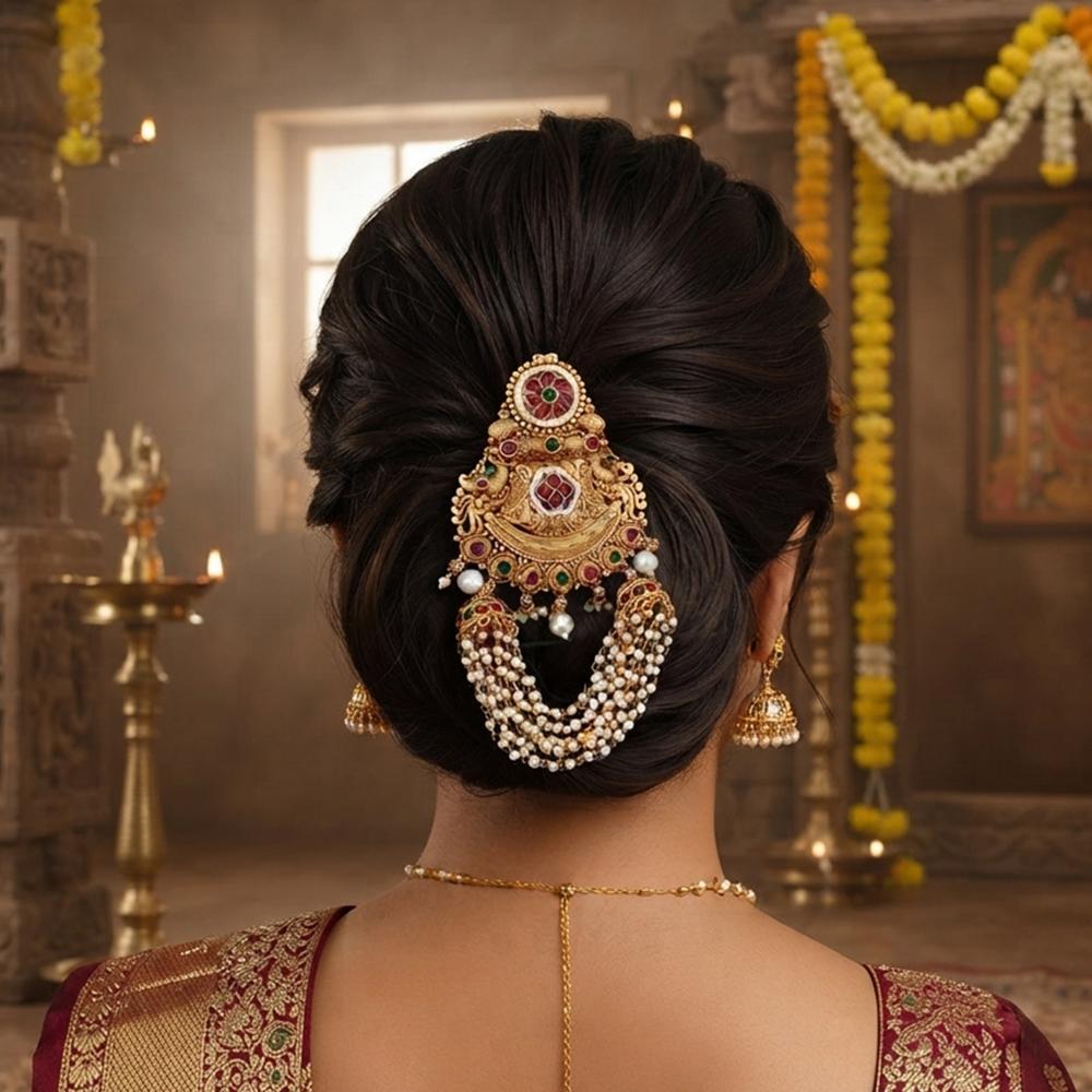 Js Fashion Designer Temple Style High Gold Juda Hair Accessory