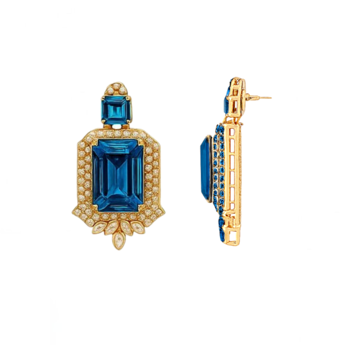 Etnico Gold Plated Classic Square Motif Necklace Set with Earrings for Women (IJ404MO)