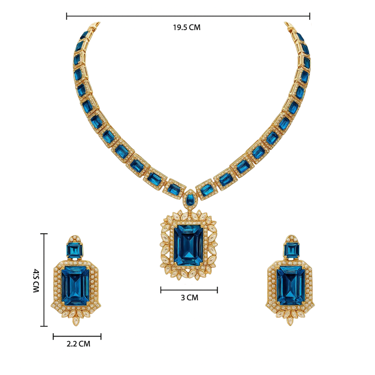 Etnico Gold Plated Classic Square Motif Necklace Set with Earrings for Women (IJ404MO)