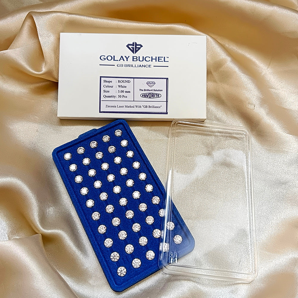 Golay Buchel Round Shape Cubic Zirconia Stone (5.00mm)