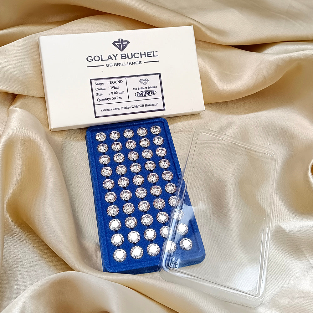 Golay Buchel Round Shape Cubic Zirconia Stone (8.00 mm)