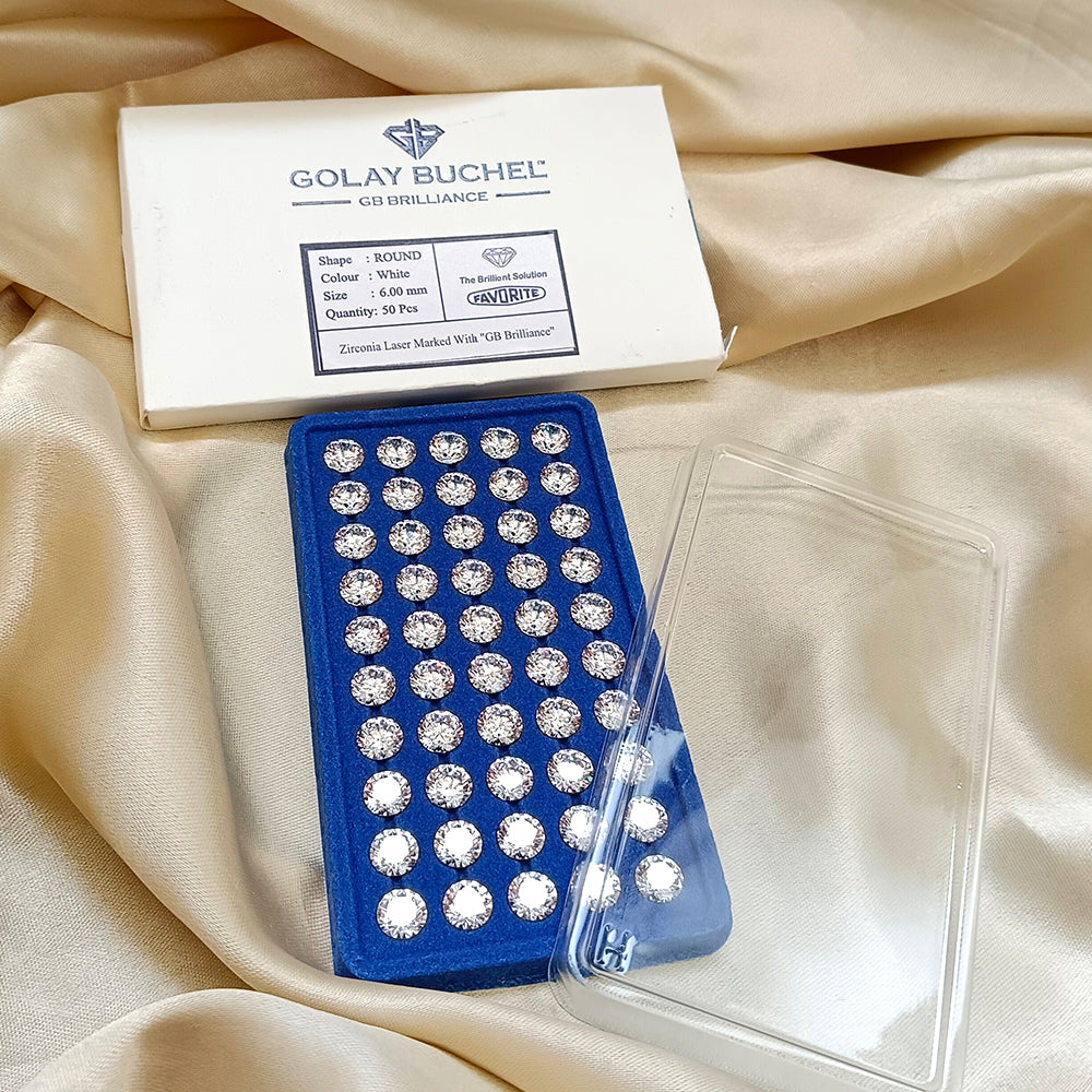 Golay Buchel Round Shape Cubic Zirconia Stone (6.00mm)