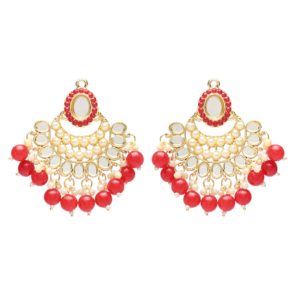 Etnico Gold Plated Traditional Kundan & Pearls Choker Necklace Set Gift for Women & Girls(K7228R)