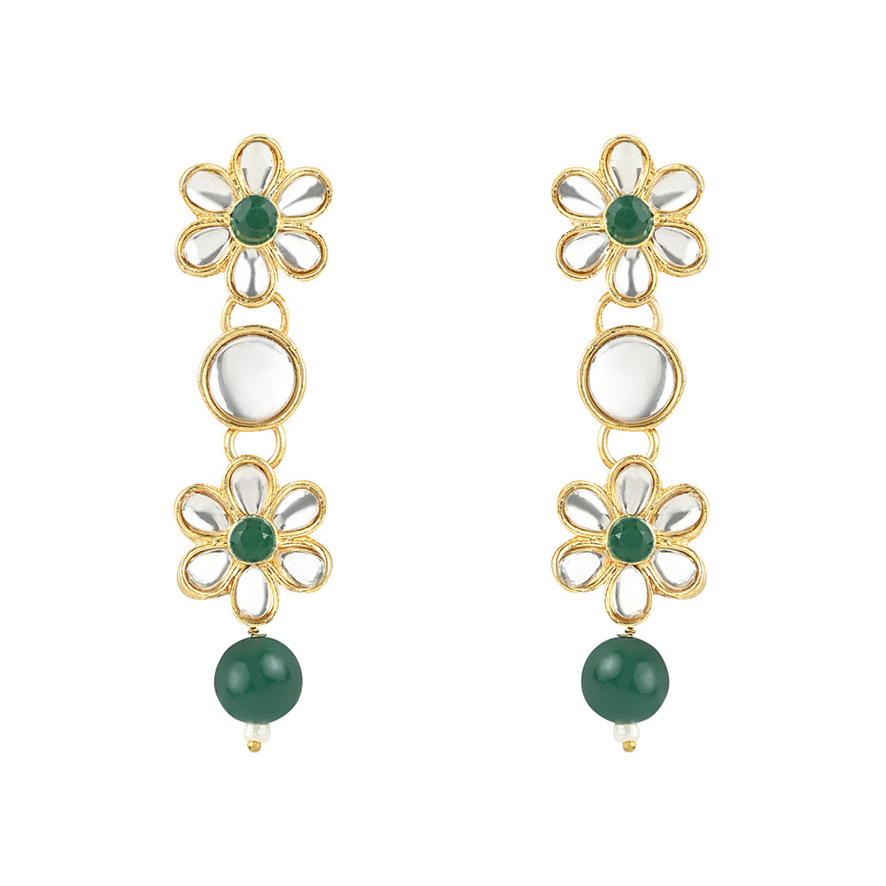 Etnico Gold Plated Traditional Kundan & Pearls Choker Necklace & Earring Ethnic Jewellery Set for Women & Girls(K7229G)