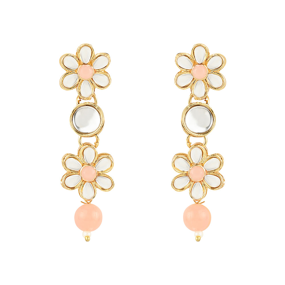 Etnico Gold Plated Traditional Kundan & Pearls Choker Necklace & Earring Ethnic Jewellery Set for Women & Girls(K7229Pe)