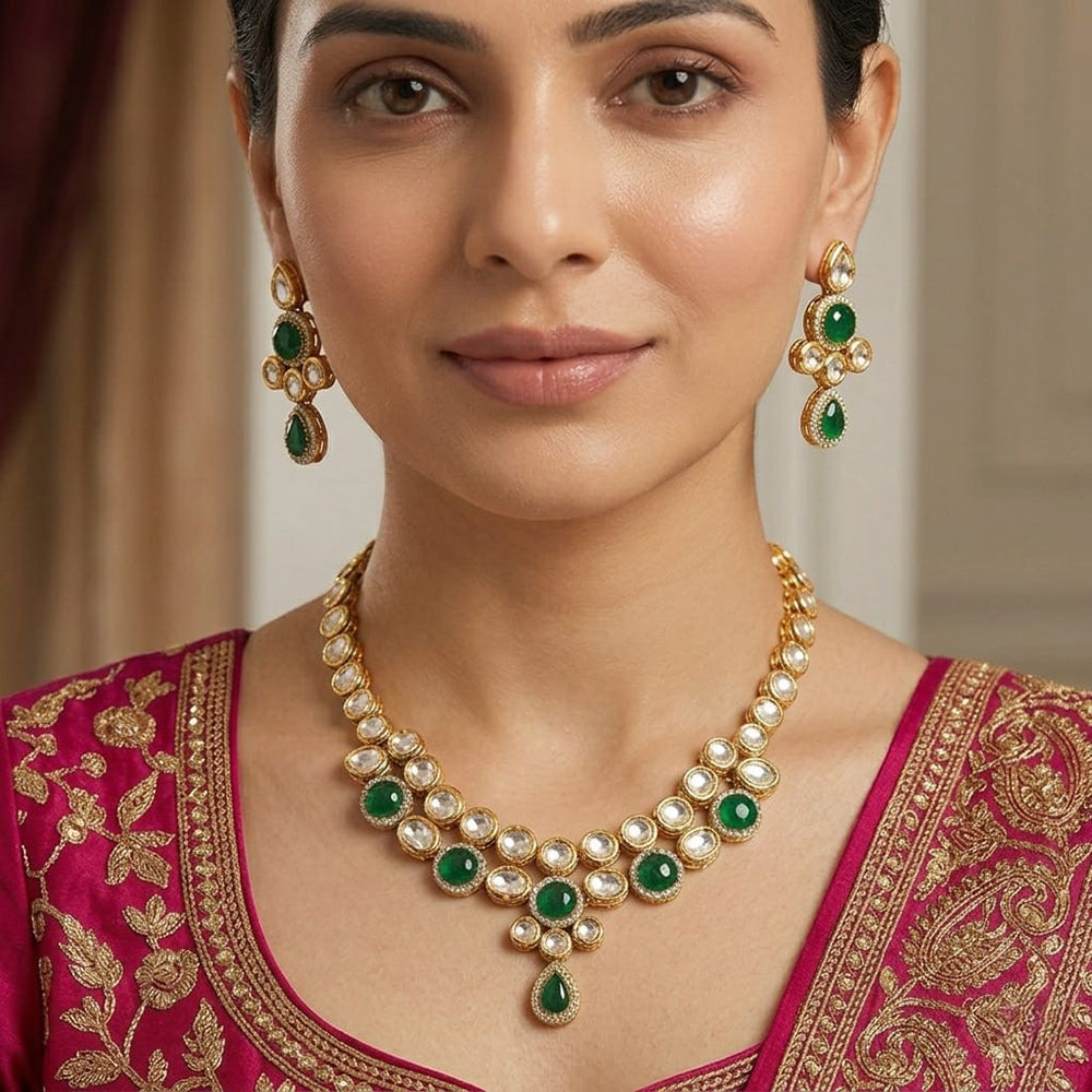 Knigght Angel Traditional Kundan Stone Necklace Set