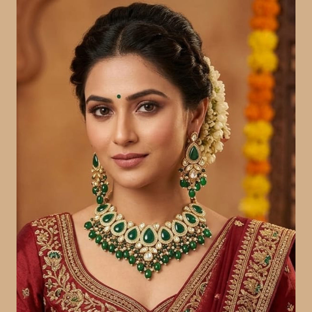 Knigght Angel Traditional Kundan Stone Pearl And Beads Necklace Set