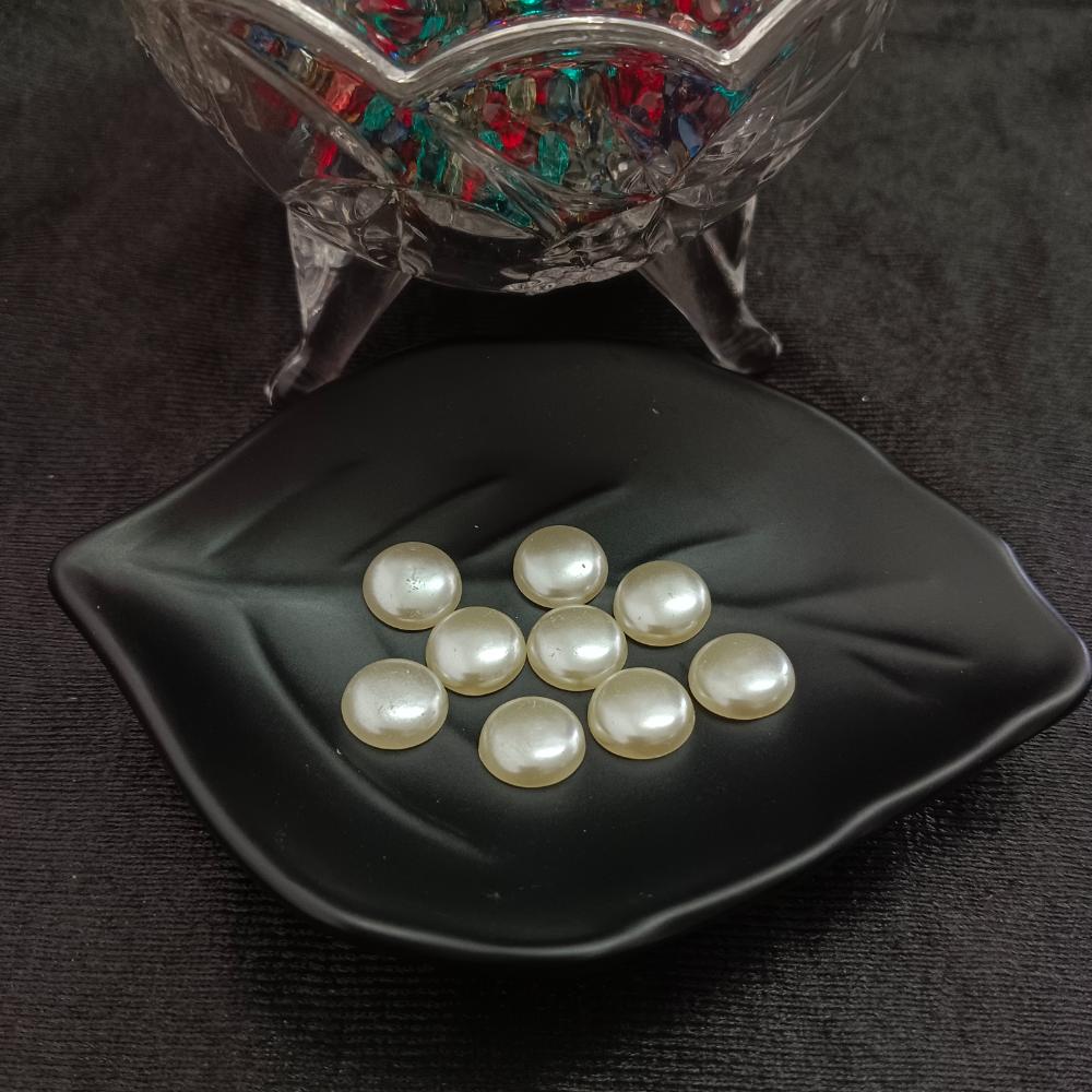 Kriaa Off White Bedki Beads Flat Back Pastable Acrylic Half Beads For Jewellery DIY