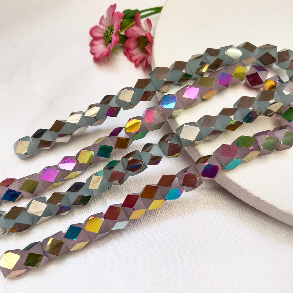 Kriaa Beads Cube Premium Quality Crystal BEADS 1 String For Jewellery Making (Approx 34 Beads)