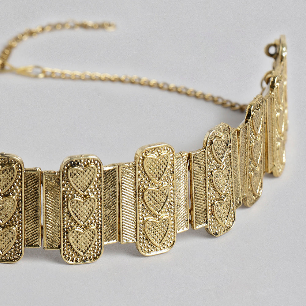 Darshana Jewels Classy Gold Plated Heart Shape Collar Necklace set For Girls and Women - KSNKE60181