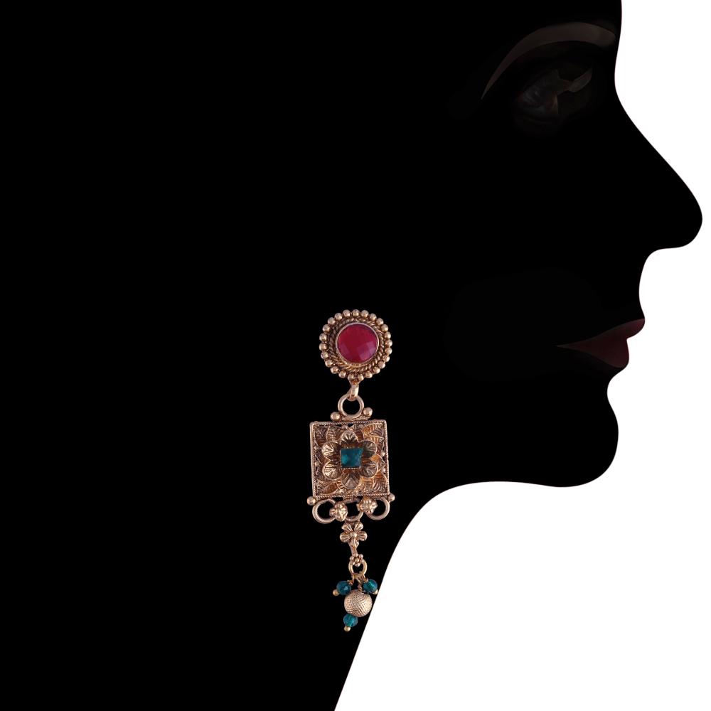 Etnico Gold Plated Traditional Brass Pearl Choker Necklace With Earrings for Women/Girls (MC111G)